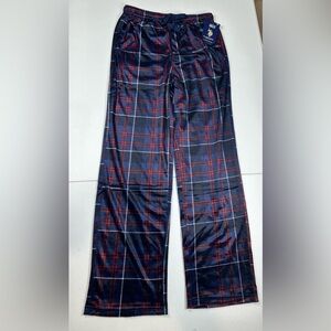 US Polo Assn Sleep Pants Mens Small Navy Red Plaid Fleece Lounge Pajama Bottoms